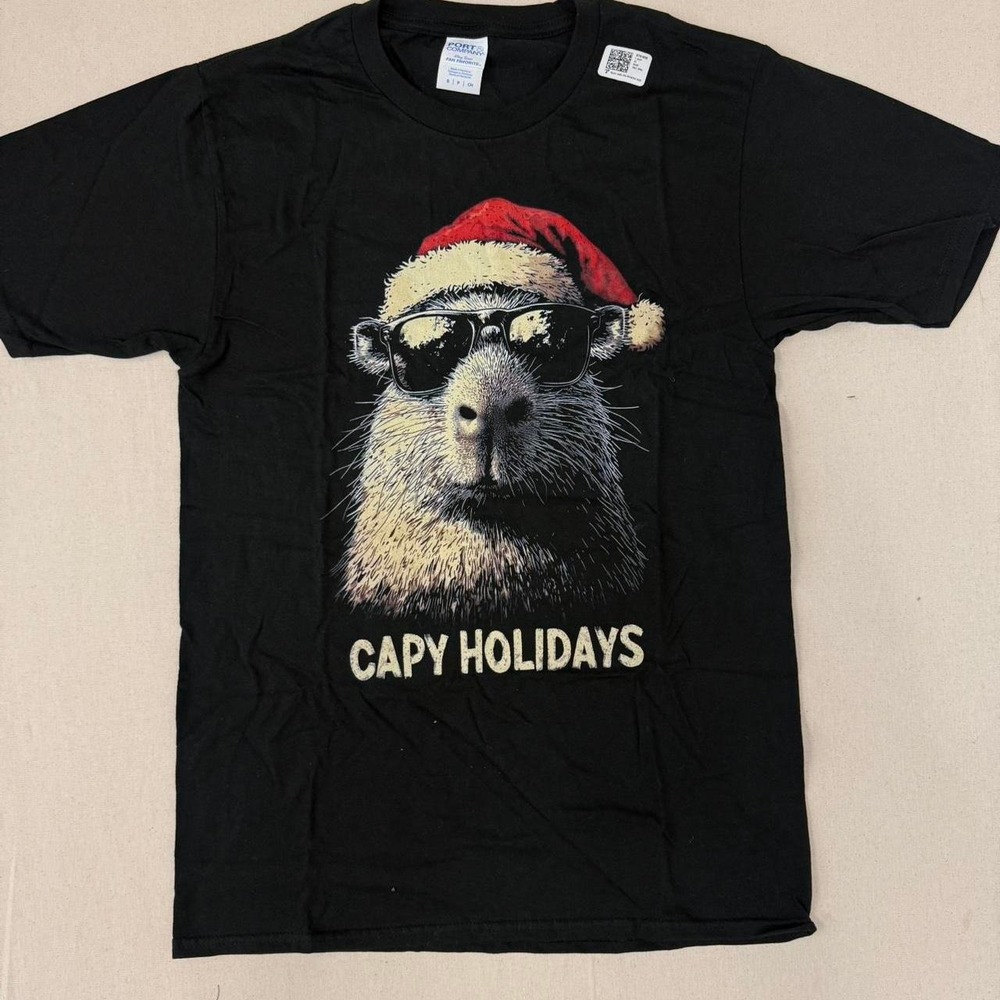 Capy Holidays Capybara Christmas‎ Graphic Tee 🧑🎄🕶️